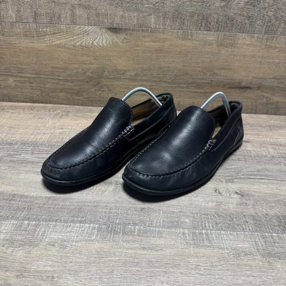 Ecco Classic Black Leather Driving Moc Loafers Men's Size EU 43